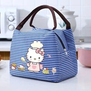 HELLO KITTY Blue & White Striped Insulated Lunch Tote (BRAND-NEW & SUPER‎ CUTE!)